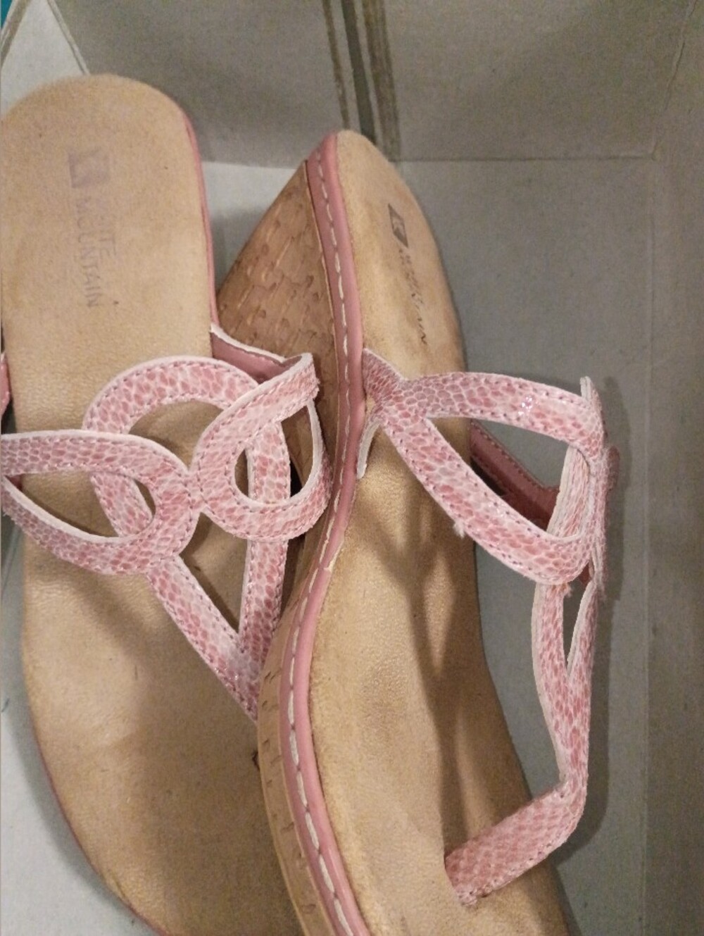 White Moutain Pink Wedge Sandals by